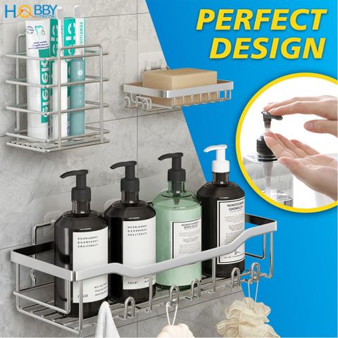 Bộ 5 kệ để đồ phòng tắm đa năng dán tường Hobby home decor K5MT inox 304