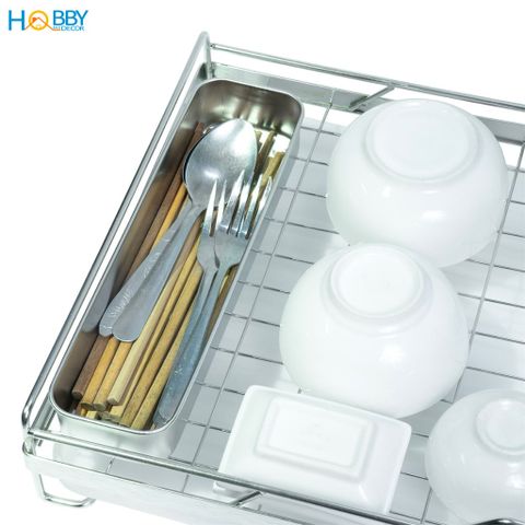 Kệ chén đa năng kèm ống đũa inox 304 Hobby home decor KC8