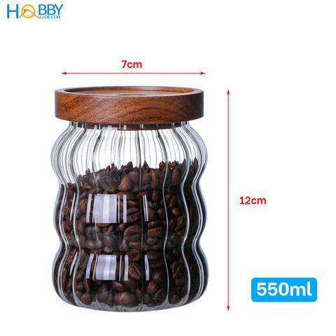 Hủ thủy tinh đựng hạt nắp gỗ kín Hobby home decor HUNG3