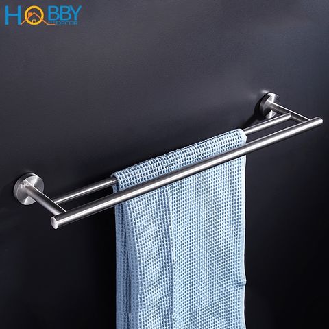 Giá treo khăn tắm Inox 304 HOBBY Home decor 2TT khoan tường dài 40cm không rỉ sét - 2 thanh treo (khoan tường)