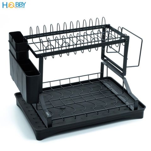 Kệ chén 2 tầng đa năng 3 trong 1 sơn đen Hobby home decor KC6