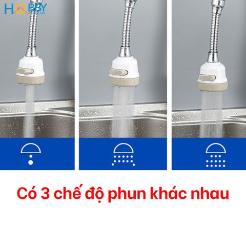 Bộ đầu nối vòi rửa bát tăng áp nối dài thân mềm 3 chế độ phun Hobby Home Decor VSTADAY kèm đầu chuyển ren