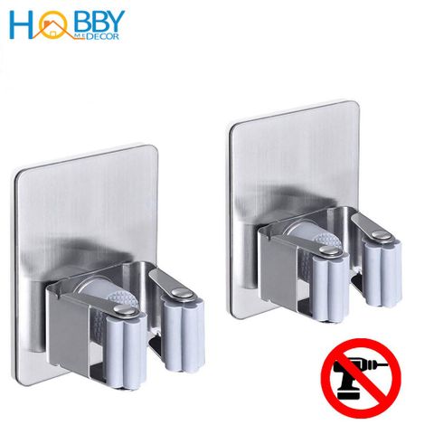 Combo 2 móc treo cán chổi dán tường inox 304 Hobby home decor CV2
