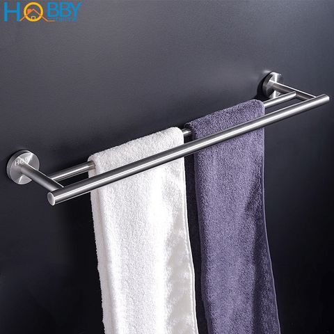 Giá treo khăn tắm Inox 304 HOBBY Home decor 2TT khoan tường dài 40cm không rỉ sét - 2 thanh treo (khoan tường)