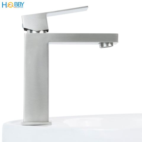 Vòi chậu lavabo rửa mặt nóng lạnh inox 304 mờ Hobby home decor VRM6