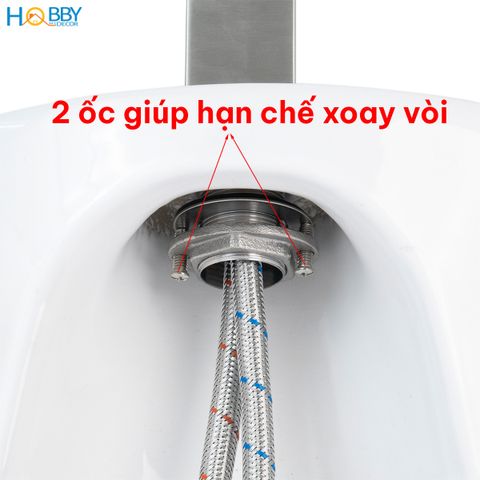 Vòi chậu lavabo rửa mặt nóng lạnh inox 304 mờ Hobby home decor VRM6