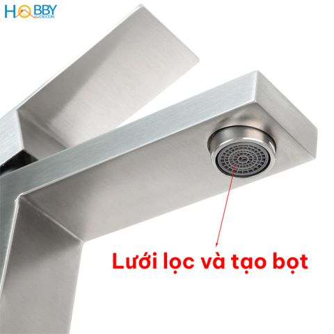 Vòi chậu lavabo rửa mặt nóng lạnh inox 304 mờ Hobby home decor VRM6