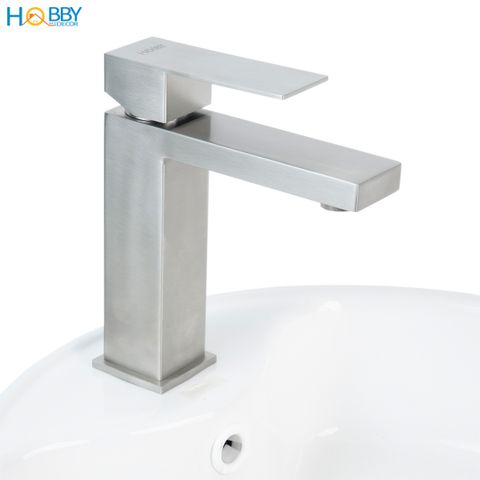 Vòi chậu lavabo rửa mặt nóng lạnh inox 304 mờ Hobby home decor VRM6