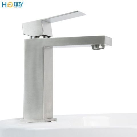 Vòi chậu lavabo rửa mặt nóng lạnh inox 304 mờ Hobby home decor VRM6