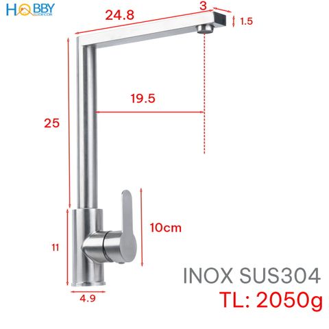 Vòi rửa chén bát nóng lạnh cao cấp inox 304 Hobby home decor RCDV