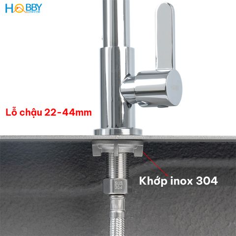 Vòi rửa chén lạnh gắn chậu inox 304 bóng khớp bi Hobby home decor RL2