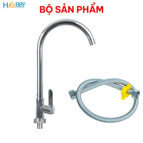 Vòi rửa chén lạnh gắn chậu inox 304 bóng khớp bi Hobby home decor RL2