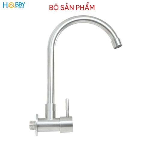 Vòi rửa chén thân lạnh đơn gắn tường inox 304 Hobby home decor VT5