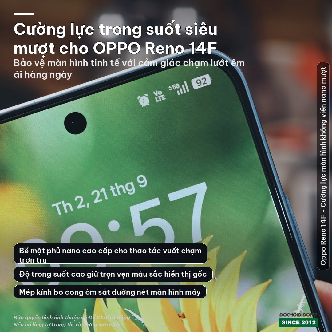 Dán Cường Lực Trong Suốt Siêu Mượt dành riêng cho OPPO Reno 13/14 14F F