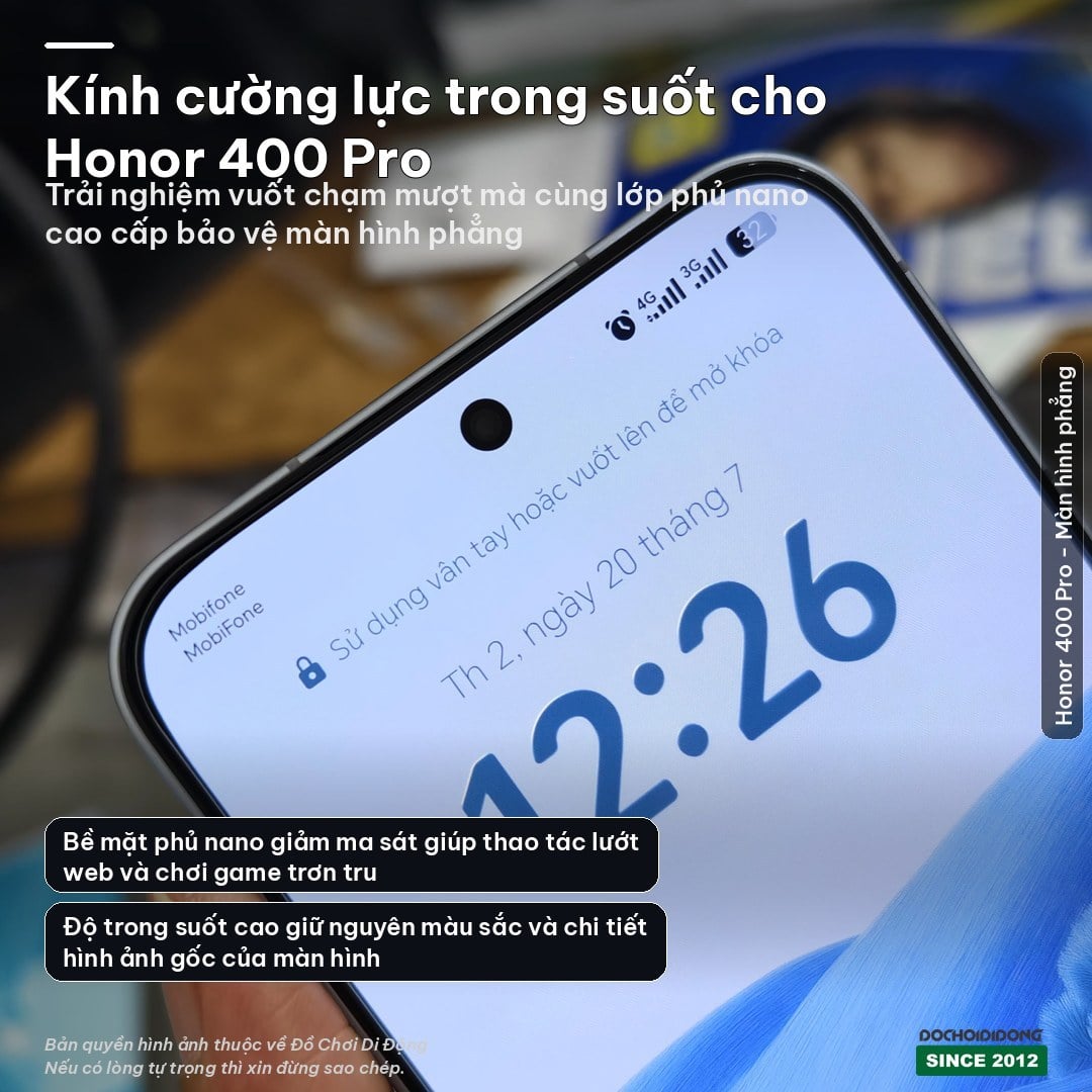 Kính Cường Lực Trong Suốt Siêu Mượt Cho Honor 400 (Màn Hình Phẳng)