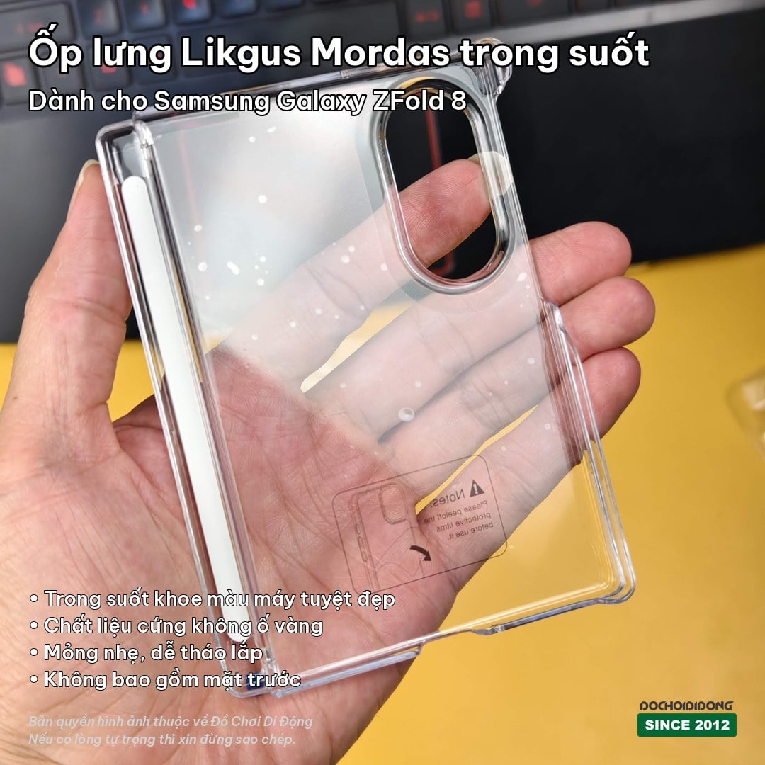 Ốp lưng Samsung Galaxy Z Fold 8 Likgus Mordas Trong Suốt Có Khe Cắm Bút