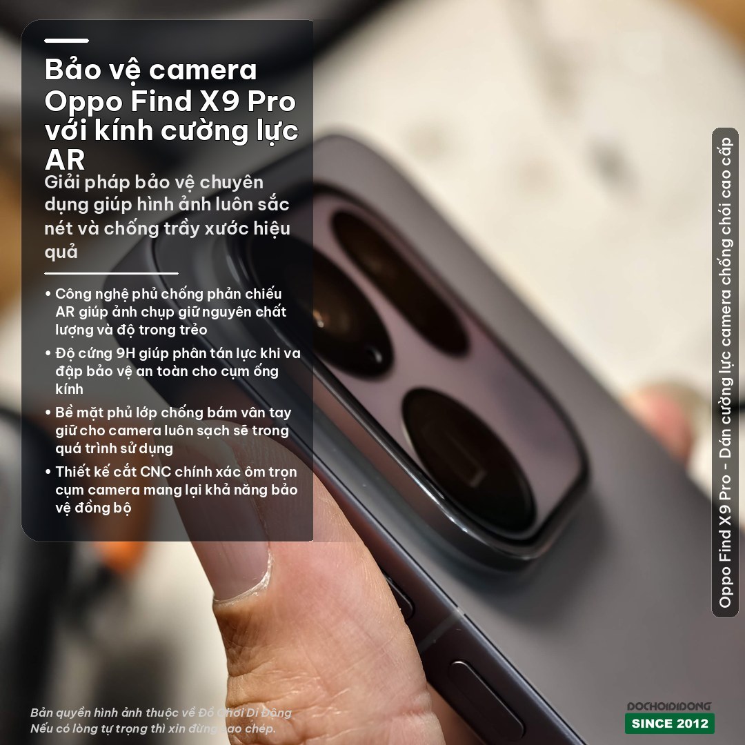 Kính Cường Lực Camera Oppo Find X9/X9s/ X9 Pro Ultra (AR Lens Glass) - Chống Chói, Chống Va Đập 9H