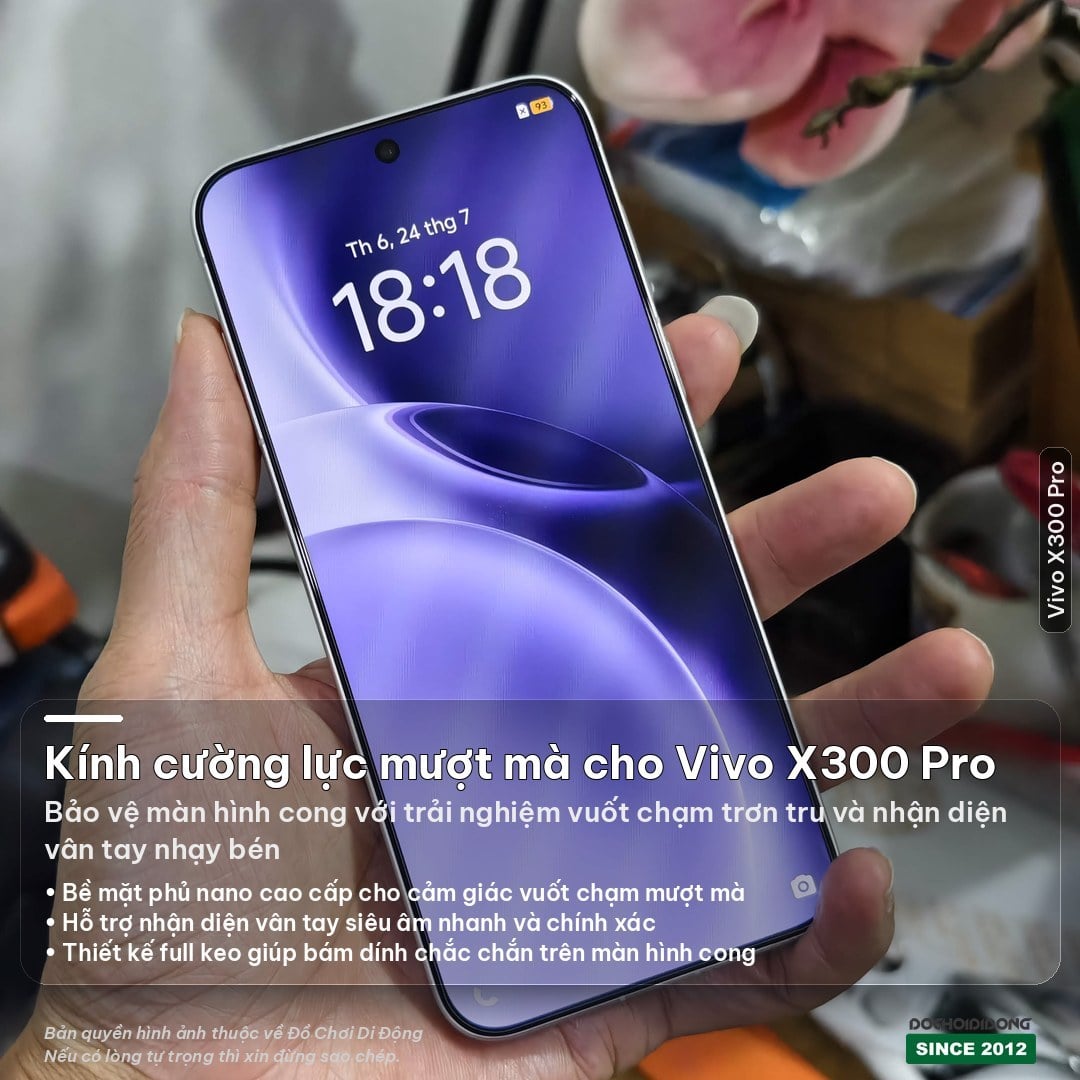 Dán Kính Cường Lực Siêu Mượt Cho Vivo X300 / Pro / Ultra X300s (Hỗ Trợ Vân Tay, Full Keo) 3D
