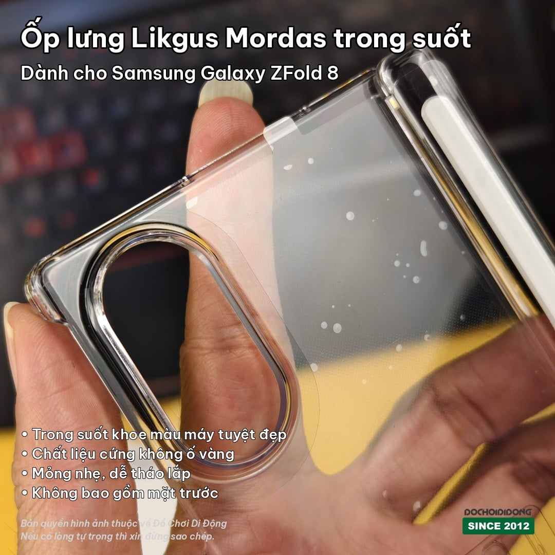 Ốp lưng Samsung Galaxy Z Fold 8 Likgus Mordas Trong Suốt Có Khe Cắm Bút