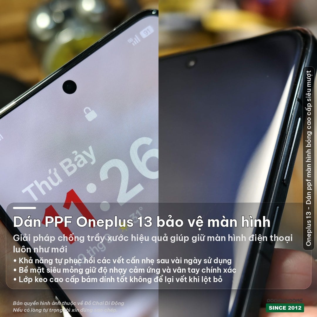 Miếng dán PPF Oneplus 13 chống trầy xước trong, nhám cao cấp