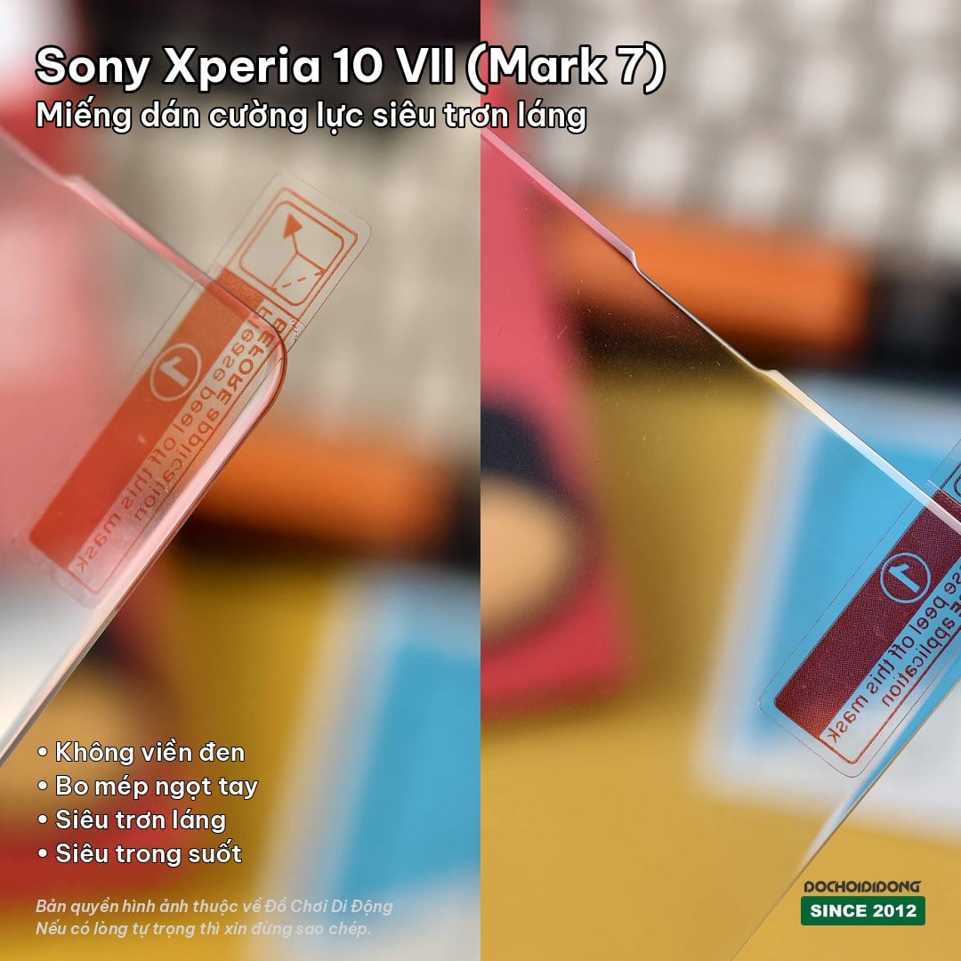 Miếng dán cường lực Sony Xperia 10 VII (Mark 7) trong suốt hoàn toàn, không viền đen