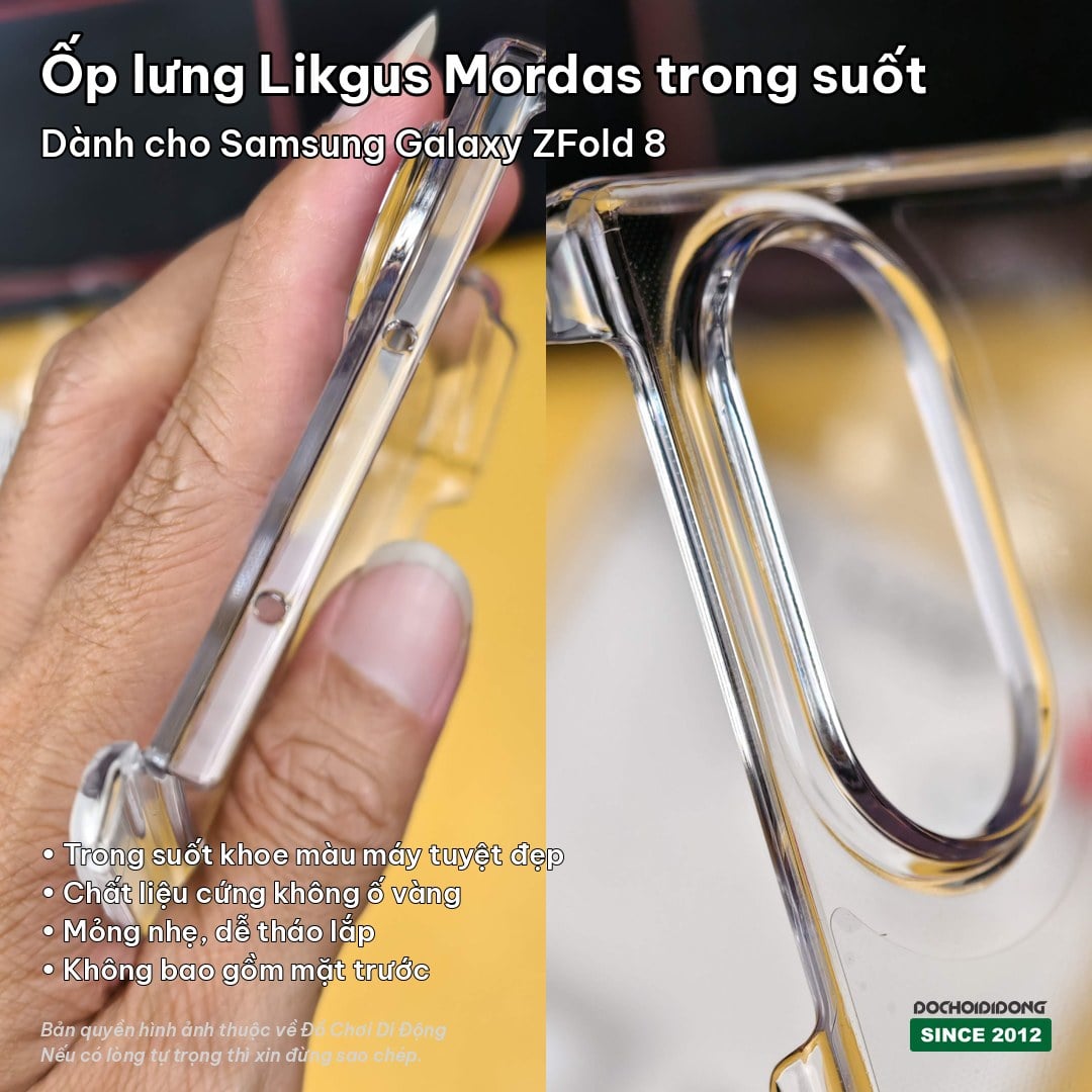 Ốp lưng Samsung Galaxy Z Fold 8 Likgus Mordas Trong Suốt Có Khe Cắm Bút