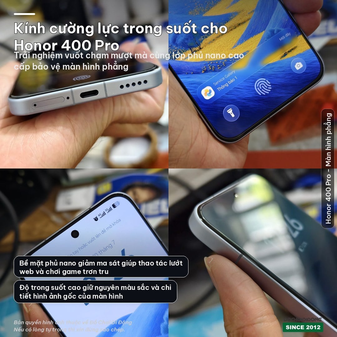 Kính Cường Lực Trong Suốt Siêu Mượt Cho Honor 400 (Màn Hình Phẳng)