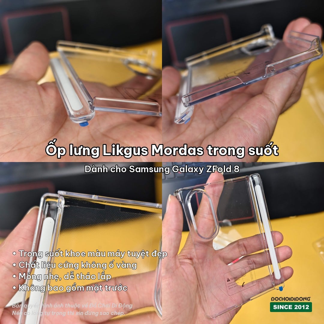 Ốp lưng Samsung Galaxy Z Fold 8 Likgus Mordas Trong Suốt Có Khe Cắm Bút