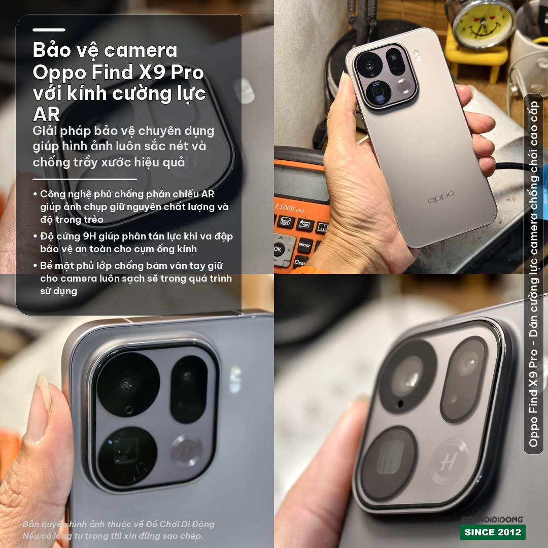 Kính Cường Lực Camera Oppo Find X9/X9s/ X9 Pro Ultra (AR Lens Glass) - Chống Chói, Chống Va Đập 9H
