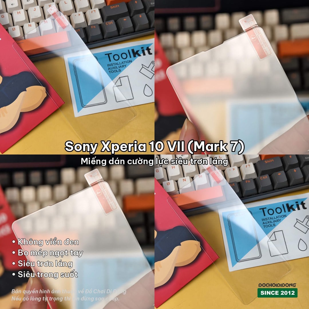 Miếng dán cường lực Sony Xperia 10 VII (Mark 7) trong suốt hoàn toàn, không viền đen