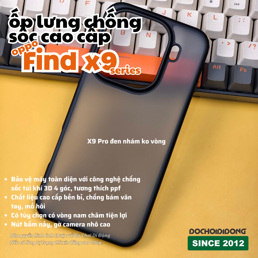 Ốp Lưng Chống Sốc Oppo Find X9 / X9 Pro / X9 Ultra (Lưng Cứng Viền Dẻo, Có Vòng Nam Châm)