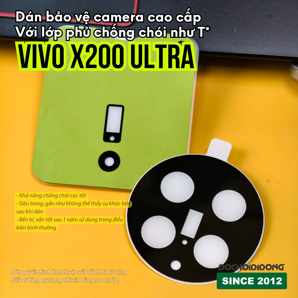 [ Giống Lớp Phủ T* ] Dán Cường Lực Camera Vivo X100 Ultra - X200 Ultra Chống Chói Cao Cấp