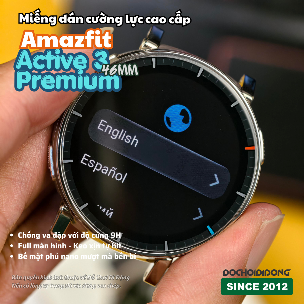 Miếng Dán Cường Lực Amazfit Active 3 Premium 46mm - Chống Va Đập 9H Siêu Xịn