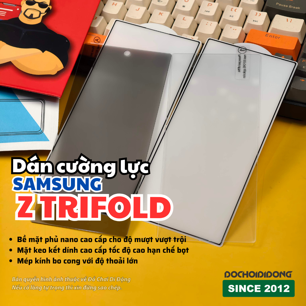 Kính cường lực màn hình ngoài Samsung Z TriFold – Trong suốt, nhám, chống nhìn trộm, vuốt mượt, bảo vệ màn hình phụ