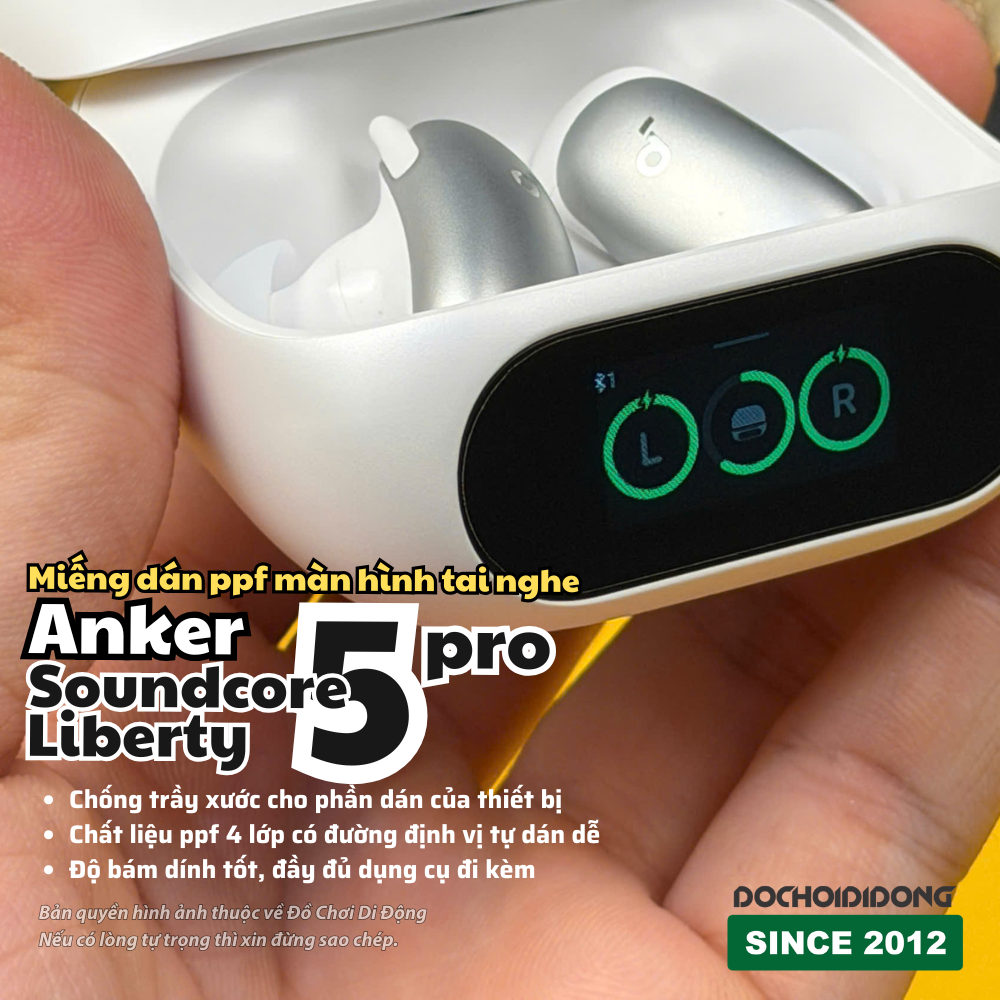 Combo 2 miếng dán PPF màn hình hộp tai nghe Anker Soundcore Liberty 5 Pro | chống trầy cao cấp