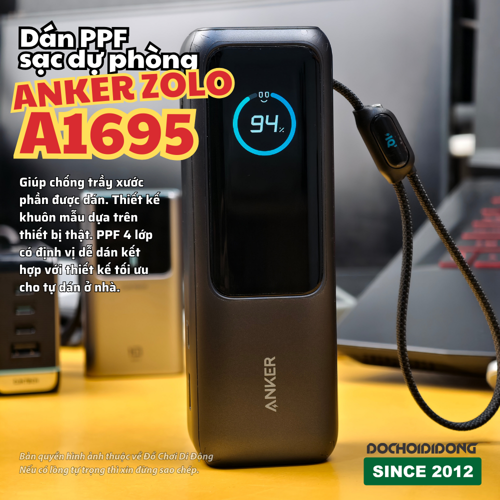 Miếng dán PPF chống trầy màn hình Pin sạc Dự Phòng Anker Zolo 25000 165W - A1695
