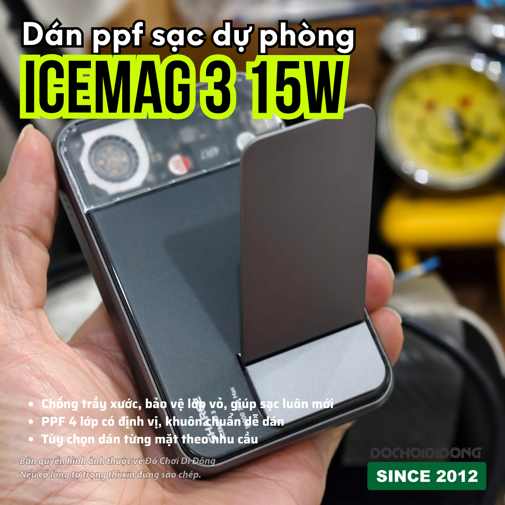 Dán PPF Bảo Vệ Mặt Trong Suốt Sạc Dự Phòng Sharge Icemag 3 15W (Chống Trầy, Tự Phục Hồi)