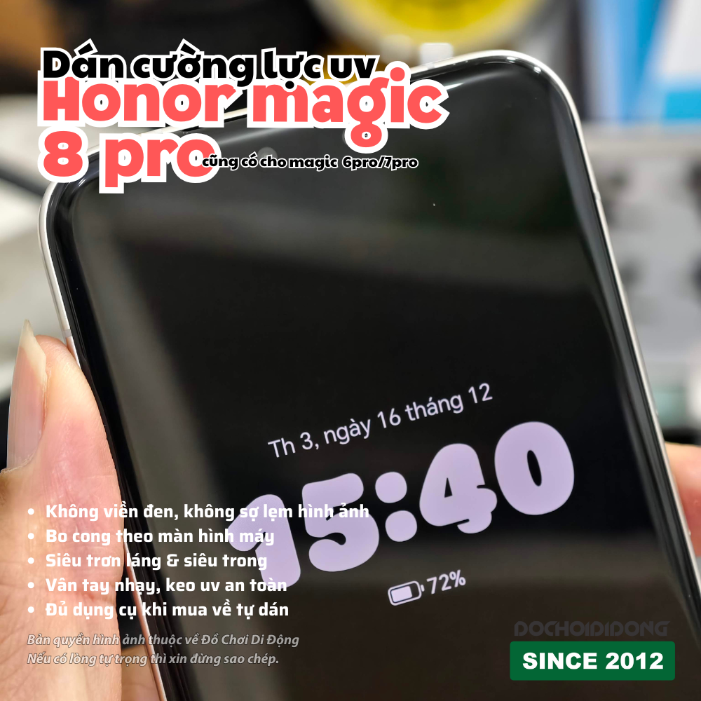 Miếng dán cường lực dán bằng keo UV Zacase cho Honor Magic 7 Pro - 7 RSR - 8 Pro