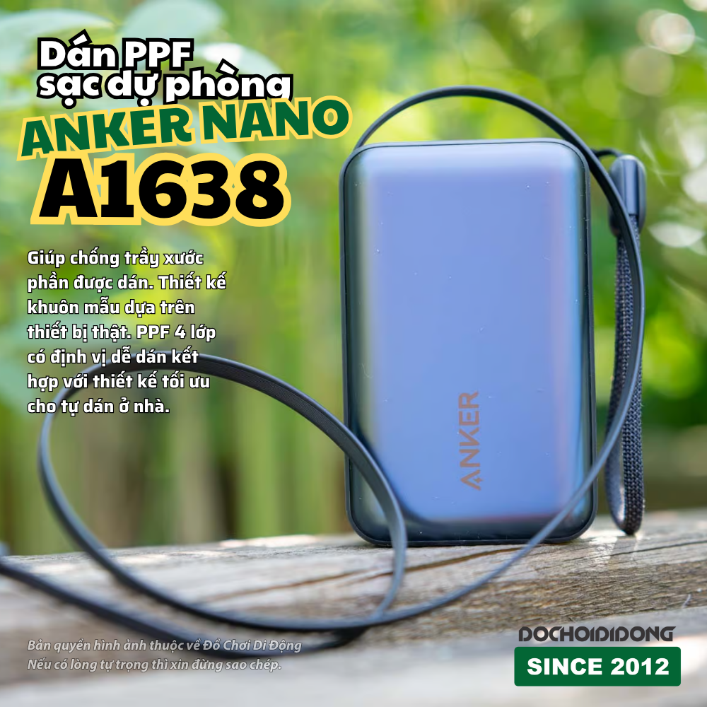 Miếng Dán PPF Chống Trầy Xước Cho Sạc Dự Phòng Anker Nano A1638 45W - Bảo Vệ Toàn Diện, Tự Dán Dễ Dàng