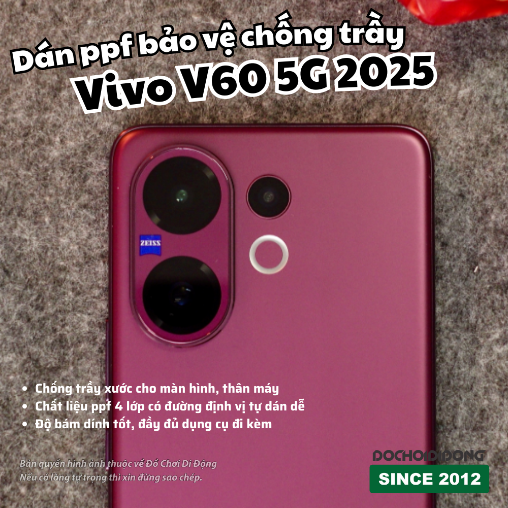 Miếng dán PPF bảo vệ chống trầy cho Vivo V60 5G 2025