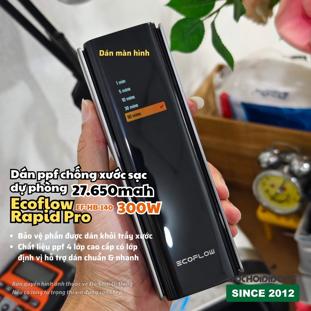 Dán PPF Chống Trầy Xước Sạc Dự Phòng EcoFlow Rapid 27650mAh 300W EF-HB-140 (Full Body/Màn Hình)