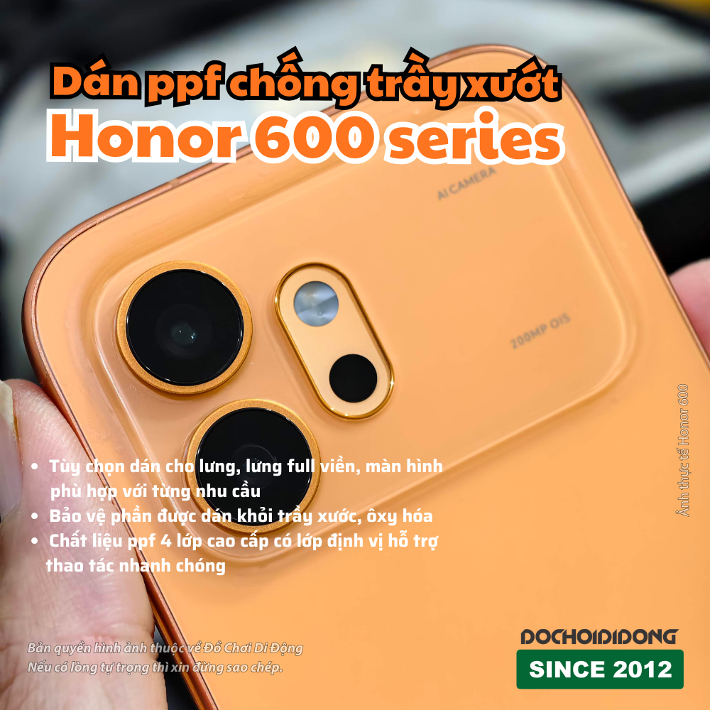 Miếng dán PPF chống trầy xước Honor 600 Pro Lite (bản chính hãng) cao cấp