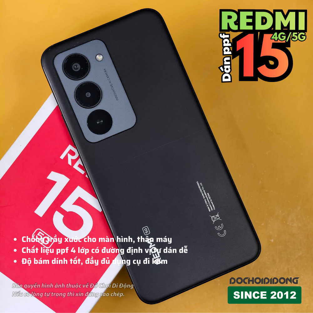 Miếng Dán Bảo Vệ Redmi 15: Công Nghệ PPF 4 Lớp Có Định Vị, Giữ Máy Luôn Mới