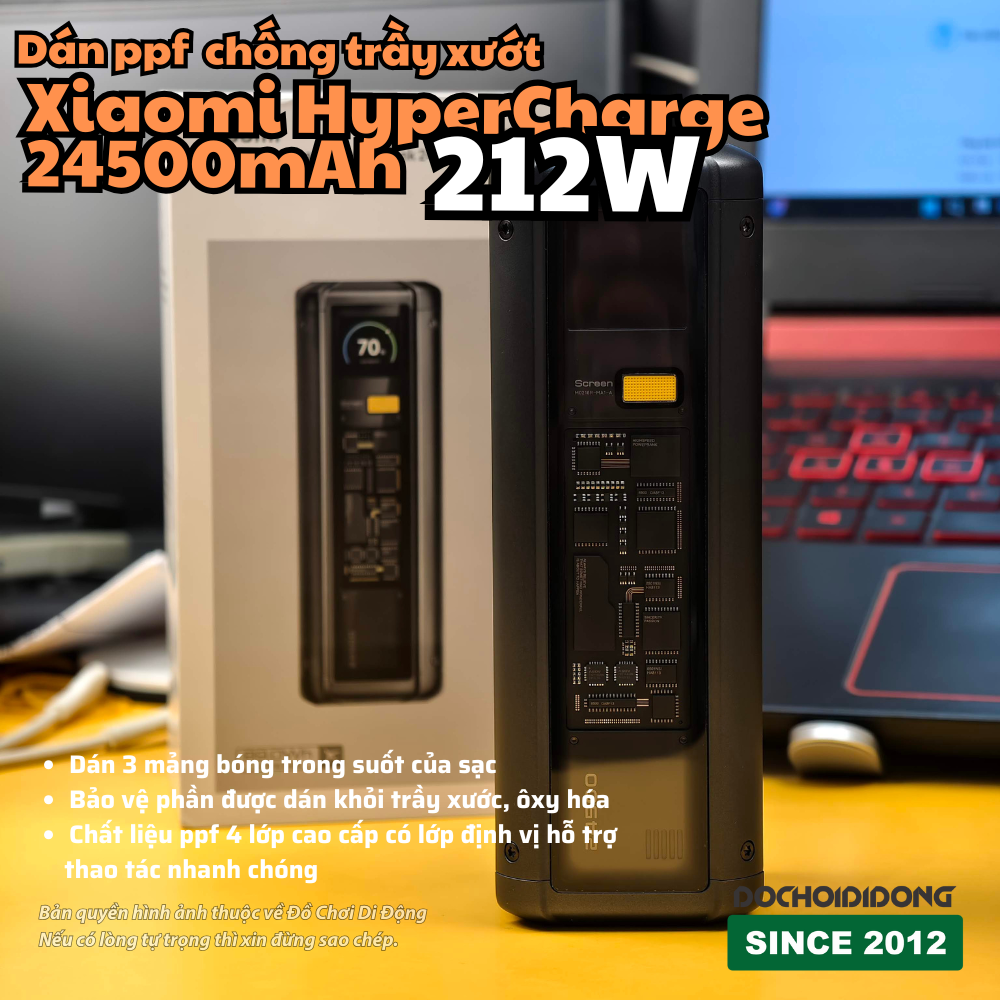 Dán PPF Trong Suốt Chống Trầy Xước Cho Sạc Dự Phòng Xiaomi HyperCharge 212W 24500mAh - Bảo Vệ Toàn Diện, Khoe Trọn Thiết Kế
