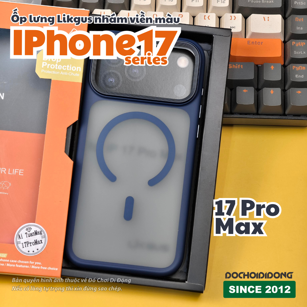 Ốp lưng iPhone 17 Pro Max Air Likgus lưng nhám viền màu có vòng nam châm - Bảo vệ toàn diện, phong cách nổi bật