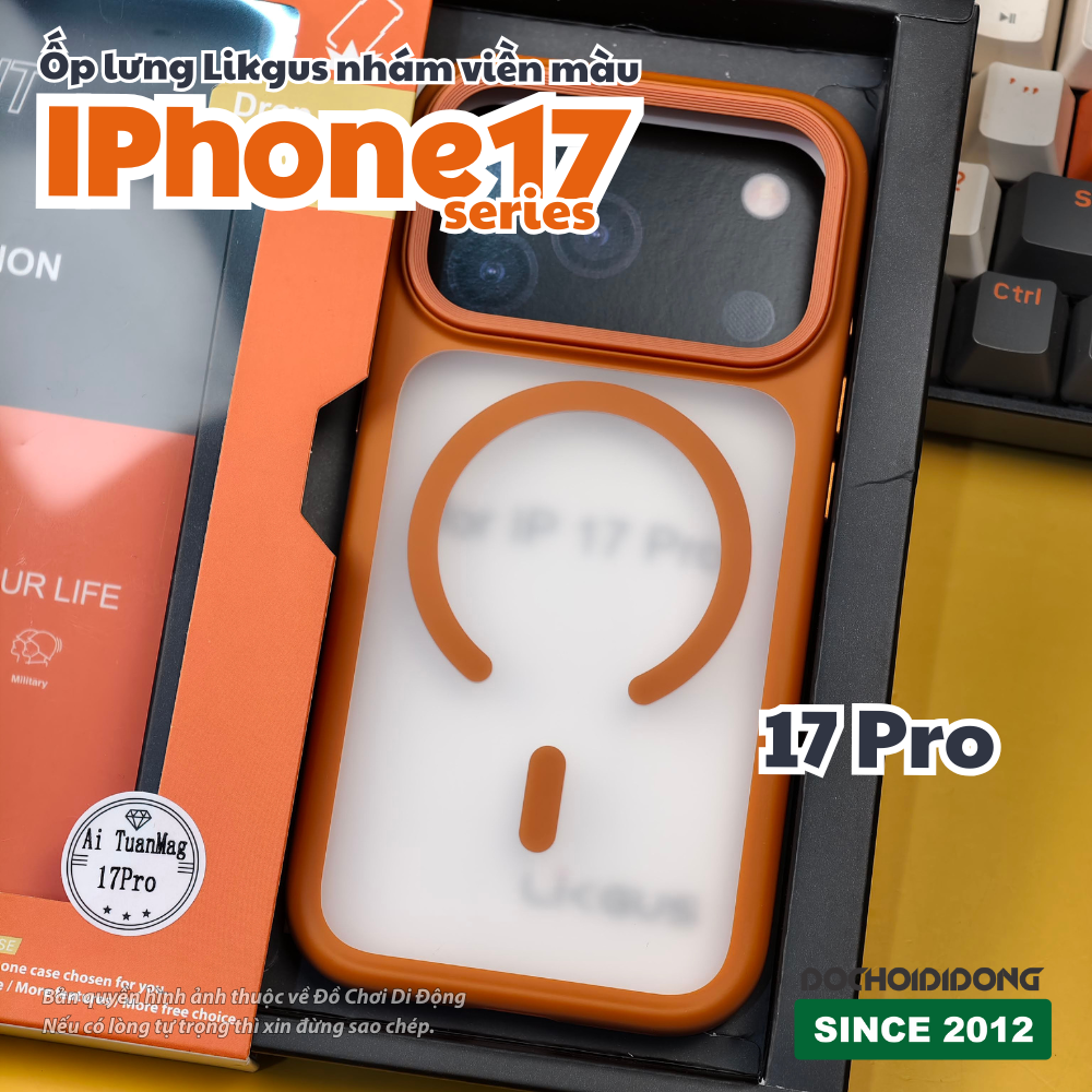 Ốp lưng iPhone 17 Pro Max Air Likgus lưng nhám viền màu có vòng nam châm - Bảo vệ toàn diện, phong cách nổi bật