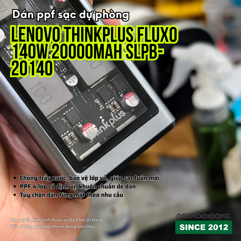 Dán PPF Chống Trầy Xước Sạc Dự Phòng Lenovo ThinkPlus Fluxo 140W 20000mAh (SLPB-20140)