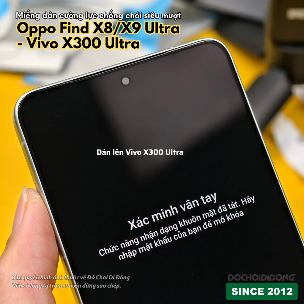 Miếng dán kính cường lực chống chói AR siêu mượt cho Oppo Find X8 Ultra / Find X9 Ultra / Vivo X300 Ultra có khung trợ dán