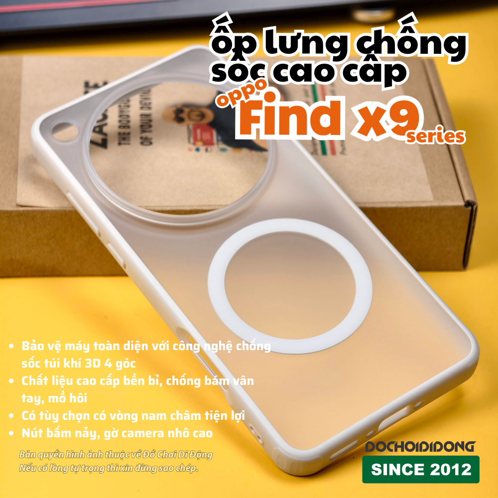 Ốp Lưng Chống Sốc Oppo Find X9 / X9 Pro / X9 Ultra (Lưng Cứng Viền Dẻo, Có Vòng Nam Châm)