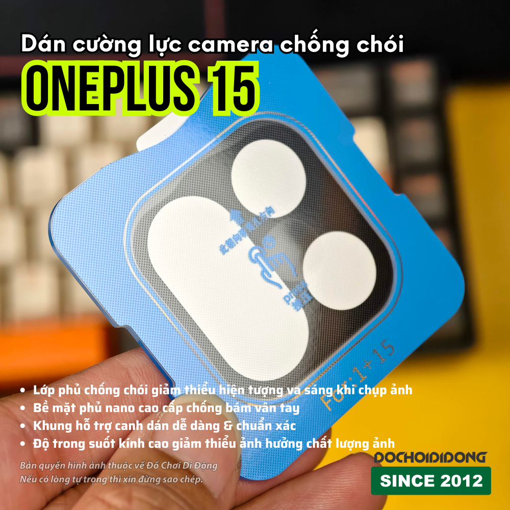 Kính cường lực camera chống chói OnePlus 15 có khung – Bảo vệ ống kính, giảm lóa khi chụp ảnh